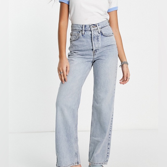 Topshop Petite Kourt Straight Leg Jean Light Blue Sz 25P - Picture 2 of 9